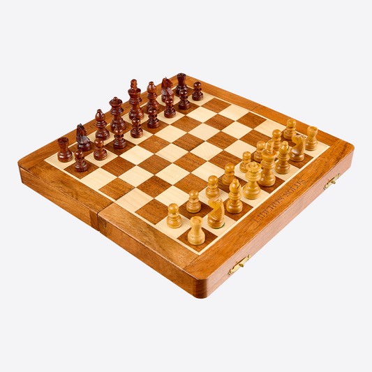 Schachbrett aus Akazienholz – Magnetisch & Faltbar